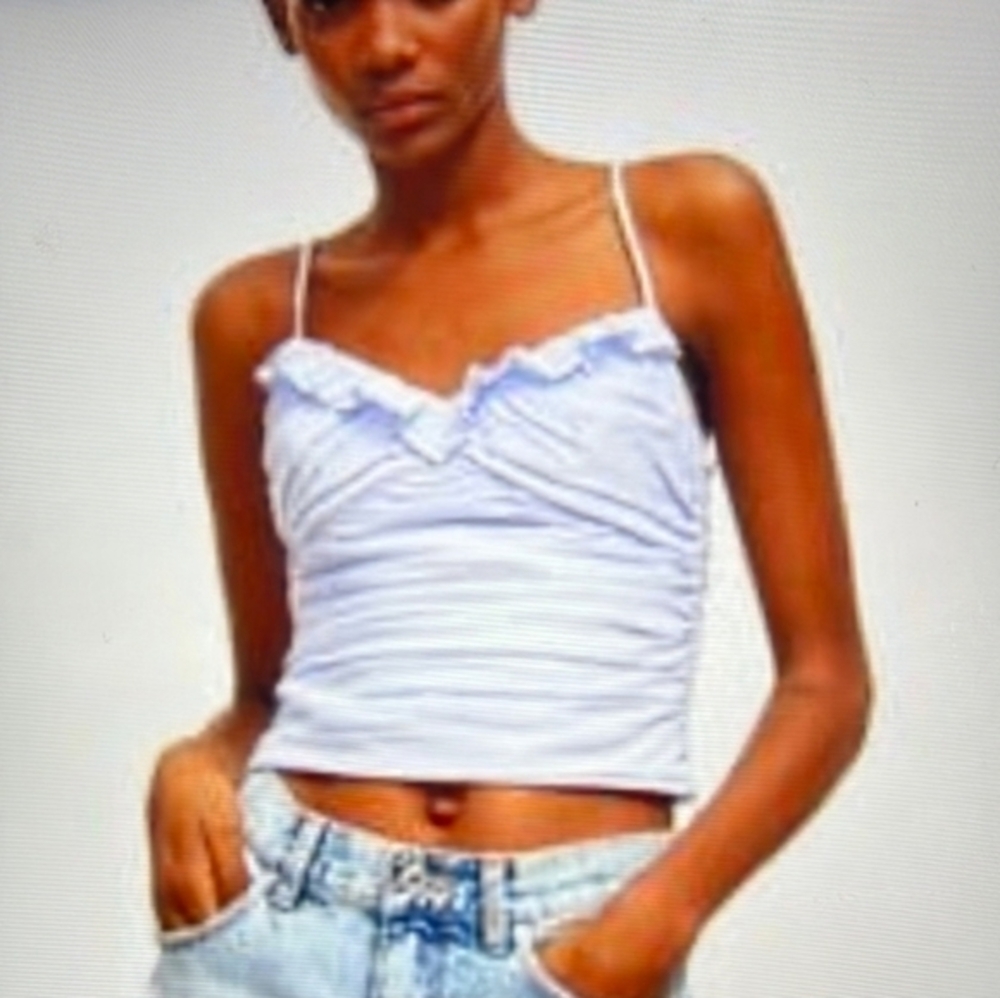 Zara Light Blue‎ Ruffled Camisole